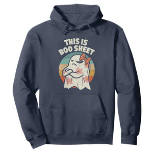 Retro Halloween Costume Women Hoodie This Is Boo Sheet Cute Spooky Ghost TS10 Navy Print Your Wear