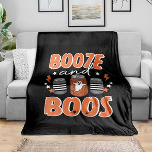 Retro Halloween Booze And Boos Throw Blanket Boo Sheet Ghost Spooky Season TS10 Print Your Wear