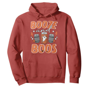 Retro Halloween Booze And Boos Hoodie Boo Sheet Ghost Spooky Season TS10 Red Print Your Wear