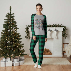 Funny Christmas Plaid Pajama Set It's Fine I'm Fine Everything Is Fine Xmas Lights TS10 Green Plaid Print Your Wear