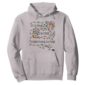 Funny Christmas Hoodie It's Fine I'm Fine Everything Is Fine Xmas Lights TS10 Ice Gray Print Your Wear
