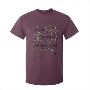 Funny Christmas T Shirt For Kid It's Fine I'm Fine Everything Is Fine Xmas Lights TS10 Maroon Print Your Wear