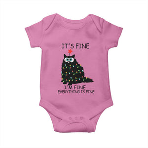 Funny Christmas Cat Baby Onesie It's Fine I'm Fine Everything Is Fine Meowy Catmas Xmas TS10 Azalea Print Your Wear