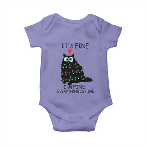 Funny Christmas Cat Baby Onesie It's Fine I'm Fine Everything Is Fine Meowy Catmas Xmas TS10 Violet Print Your Wear
