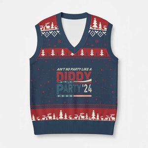 Aint No Party Like A Diddy Party V-Neck Knit Sweater Vest TS10 Navy Red Print Your Wear