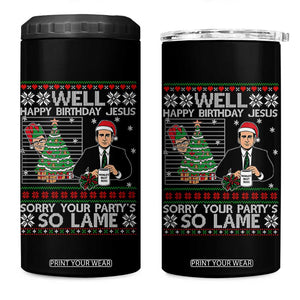 Funny Office Christmas 4 in 1 Can Cooler Tumbler Party Well Happy Birthday Jesus TV Show Ugly Xmas TS10 One Size: 16 oz Black Print Your Wear