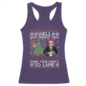 Funny Office Christmas Racerback Tank Top Party Well Happy Birthday Jesus TV Show Ugly Xmas - Print Your Wear