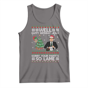 Funny Office Christmas Tank Top Party Well Happy Birthday Jesus TV Show Ugly Xmas TS10 Deep Heather Print Your Wear