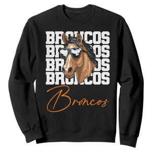 Vintage Broncos Football Inspirational Sweatshirt Horse Mascot Game Day Athletic Fan Gift TS10 Black Print Your Wear