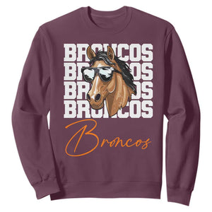 Vintage Broncos Football Inspirational Sweatshirt Horse Mascot Game Day Athletic Fan Gift TS10 Maroon Print Your Wear