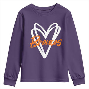 Vintage DFB Youth Sweatshirt Football Team Fans Heart Graphic Game Day TS10 Purple Print Your Wear