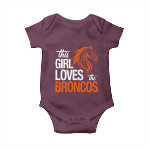 This Girl Loves The DFB Baby Onesie Football Inspirational Game Day Heart Graphic TS10 Maroon Print Your Wear