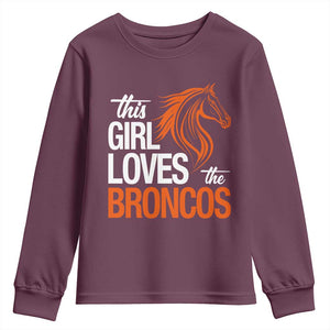 This Girl Loves The DFB Youth Sweatshirt Football Inspirational Game Day Heart Graphic TS10 Maroon Print Your Wear