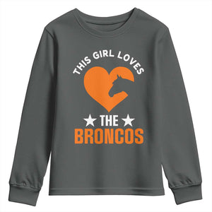 This Girl Loves The DFB Youth Sweatshirt Vintage Football Inspirational Game Day TS10 Dark Heather Print Your Wear