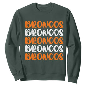 Vintage Broncos Sweatshirt Retro Novelty Football Inspirational TS10 Dark Forest Green Print Your Wear