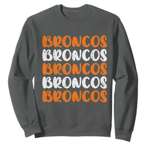 Vintage Broncos Sweatshirt Retro Novelty Football Inspirational TS10 Dark Heather Print Your Wear