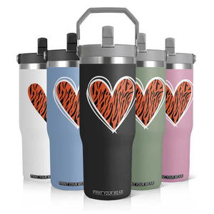 Bengal Tiger Heart Flip Straw Tumbler Retro BFT Sports Fan Trendy Game Day Gift TS10 Print Your Wear