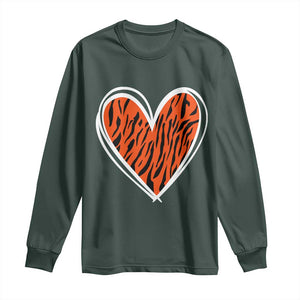 Bengal Tiger Heart Long Sleeve Shirt Retro BFT Sports Fan Trendy Game Day Gift TS10 Dark Forest Green Print Your Wear
