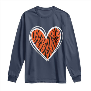 Bengal Tiger Heart Long Sleeve Shirt Retro BFT Sports Fan Trendy Game Day Gift TS10 Navy Print Your Wear