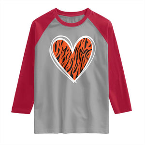 Bengal Tiger Heart Raglan Shirt Retro BFT Sports Fan Trendy Game Day Gift TS10 Sport Gray Red Print Your Wear