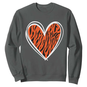Bengal Tiger Heart Sweatshirt Retro BFT Sports Fan Trendy Game Day Gift TS10 Dark Heather Print Your Wear