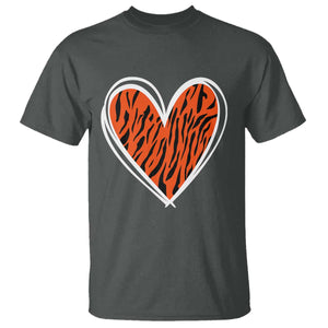 Bengal Tiger Heart T Shirt Retro BFT Sports Fan Trendy Game Day Gift TS10 Dark Heather Print Your Wear