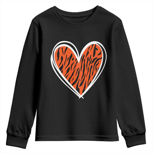 Bengal Tiger Heart Youth Sweatshirt Retro BFT Sports Fan Trendy Game Day Gift TS10 Black Print Your Wear
