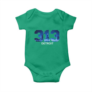 Vintage Detroit Michigan 313 Baby Onesie Area Code Skyline TS10 Irish Green Print Your Wear
