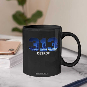 Vintage Detroit Michigan 313 Coffee Mug Area Code Skyline TS10 Print Your Wear