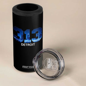 Vintage Detroit Michigan 313 4 in 1 Can Cooler Tumbler Area Code Skyline TS10 Print Your Wear