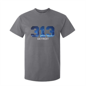 Vintage Detroit Michigan 313 T Shirt For Kid - Area Code Skyline Youth Heritage Tee TS10 Charcoal Print Your Wear