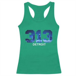 Vintage Detroit Michigan 313 Racerback Tank Top Area Code Skyline TS10 Irish Green Print Your Wear