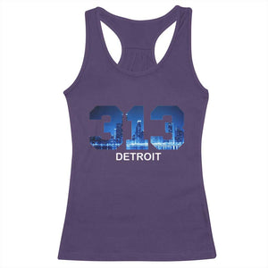 Vintage Detroit Michigan 313 Racerback Tank Top Area Code Skyline TS10 Purple Print Your Wear