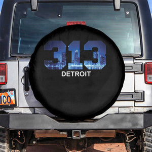 Vintage Detroit Michigan 313 Spare Tire Cover Area Code Skyline TS10 No hole Black Print Your Wear