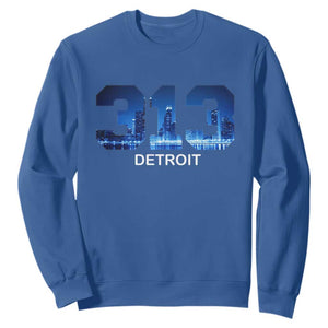 Vintage Detroit Michigan 313 Sweatshirt Area Code Skyline TS10 Royal Blue Print Your Wear