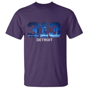 Vintage Detroit Michigan 313 T Shirt Area Code Skyline TS10 Purple Print Your Wear