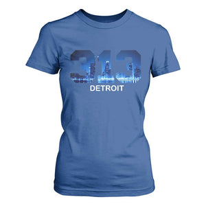 Vintage Detroit Michigan 313 T Shirt For Women Area Code Skyline TS10 Royal Blue Print Your Wear