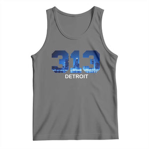 Vintage Detroit Michigan 313 Tank Top Area Code Skyline TS10 Black Heather Print Your Wear