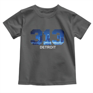Vintage Detroit Michigan 313 Toddler T Shirt Area Code Skyline TS10 Dark Heather Print Your Wear