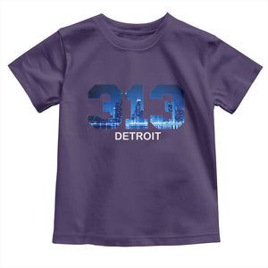 Vintage Detroit Michigan 313 Toddler T Shirt Area Code Skyline TS10 Purple Print Your Wear