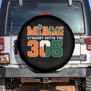 Straight Outta The 305 Miami Spare Tire Cover Area Code Florida Pride TS10 No hole Black Print Your Wear