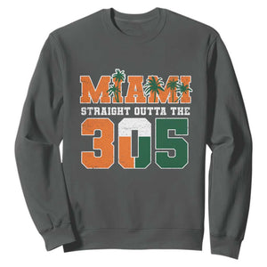 Straight Outta The 305 Miami Sweatshirt Area Code Florida Pride TS10 Dark Heather Print Your Wear
