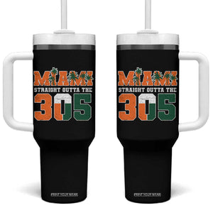 Straight Outta The 305 Miami Tumbler With Handle Area Code Florida Pride TS10 One Size: 40 oz Black Print Your Wear