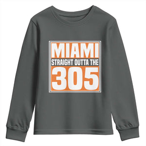 Miami Youth Sweatshirt Straight Outta The 305 Area Code Florida Pride TS10 Dark Heather Print Your Wear