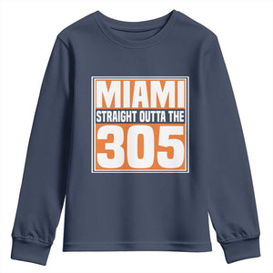 Miami Youth Sweatshirt Straight Outta The 305 Area Code Florida Pride TS10 Navy Print Your Wear