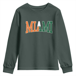 Retro Miami Youth Sweatshirt Florida FL Vintage Classic Athletic Sports TS10 Dark Forest Green Print Your Wear