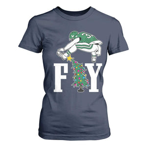 Christmas Philly Lover T Shirt For Women Barkley Backwards Hurdle Xmas Tree TS10 Navy Print Your Wear
