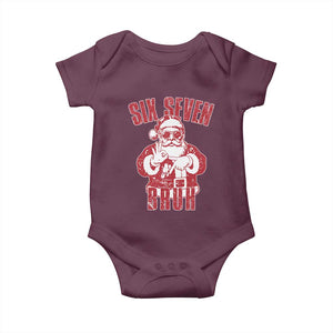 Six Seven Bruh Funny Christmas Baby Onesie Santa 67 Meme Teens Boys Kids Xmas Pajamas TS10 Maroon Print Your Wear