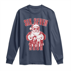 Six Seven Bruh Funny Christmas Long Sleeve Shirt Santa 67 Meme Teens Boys Kids Xmas Pajamas TS10 Navy Print Your Wear