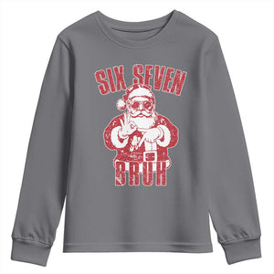 Six Seven Bruh Funny Christmas Youth Sweatshirt Santa 67 Meme Teens Boys Kids Xmas Pajamas TS10 Charcoal Print Your Wear